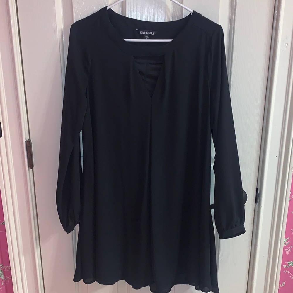 Black long sleeve cocktail dress, SMALL